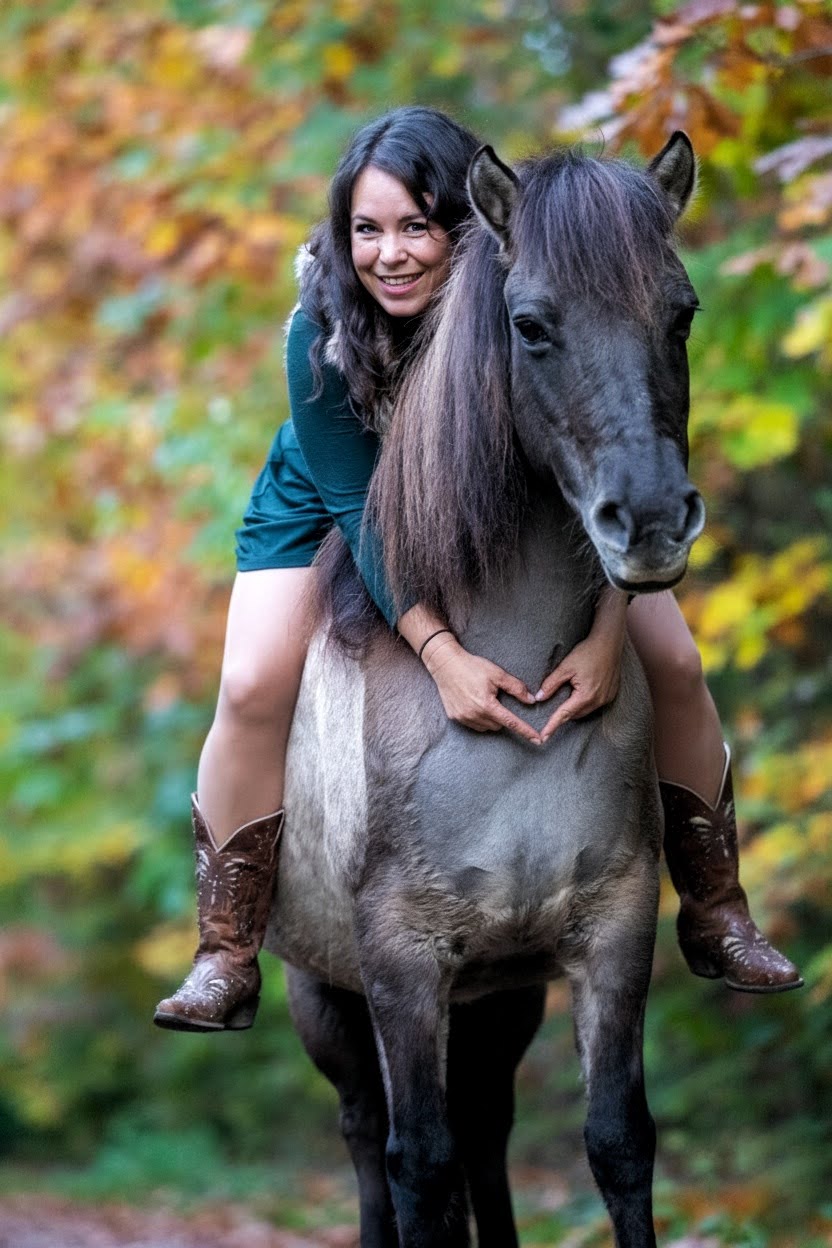 Trainerin mit Pferd